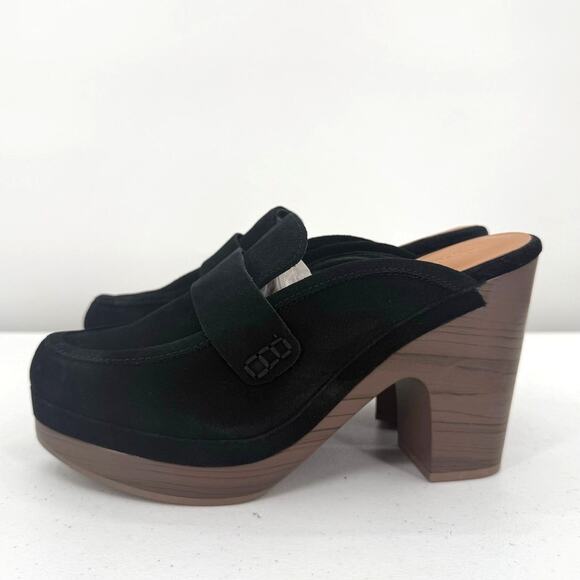 NEW Splendid Vina Clogs Black Suede Mules Platform Slip On Shoes Size 8 - Picture 1 of 12